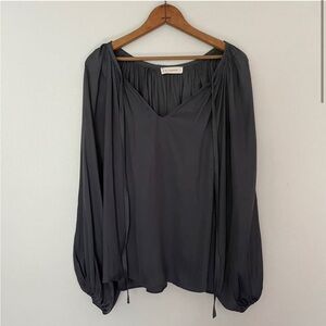 By Together Dark Grey Long Sleeve V-Neck Blouse
